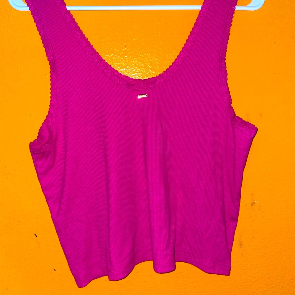 “PINK” hot pink cropped tank top